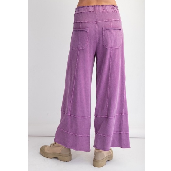 "The Sasha" Grape Mineral Wash Terry Knit Pants - Picture 3 of 3